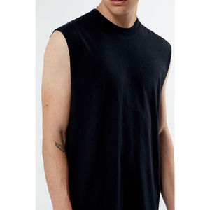 T-shirts sans manches pour hommes, coupe ample, séchage rapide, coton côtelé, logo imprimé personnalisé, t-shirt sans manches de sport d'été pour hommes - Product Image 3