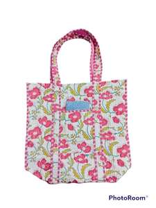 กระเป๋าผ้าควิลท์ผ้าฝ้ายแท้พิมพ์ลายในอินเดียกระเป๋าสะพายไหล่ลายควิลท์โบฮีเมียนอินเดียสีเขียวดอกไม้สีฟ้า - Product Image 6