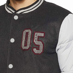 Lettermen Jacket for Men-Comfortable Warm Eco-Friendly Breathable Stand Collar Front Logo Wool/Cotton Casual Outdoor Daily Use - Product Image 4