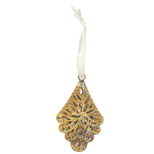 Ornement suspendu en forme de feuille marron pailleté Décoration de sapin de Noël en métal pour fête de vacances Décoration intérieure Cadeau - Product Image 3