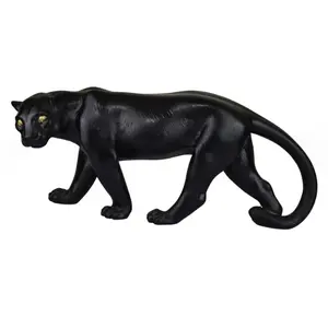 Escultura de mármol de guepardo negro estatua de tigre de mármol de ónix, Animal de pantera de mármol de ónix negro, figuritas de animales de mármol