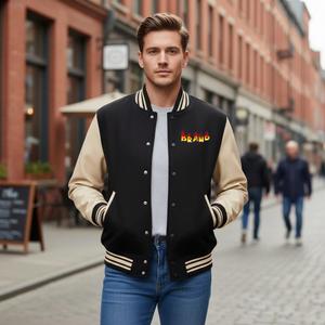 Vestes Courtes pour Femmes Best-Seller, Vestes de Style Universitaire, Vestes Courtes pour Femmes, Corps en Laine, Manches en Cuir, Vestes de Style Universitaire - Product Image 3