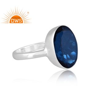 Superventas plata esterlina fina doblete Londres Topacio Azul cuarzo piedra preciosa anillo apilable joyería personalizada para mujer regalo para ella - Product Image 3