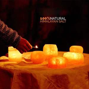 Bougeoir de forme naturelle en sel de l'Himalaya avec bougeoirs à 2 trous pour pièce de décoration et cadeau de mariage du Pakistan - Product Image 5