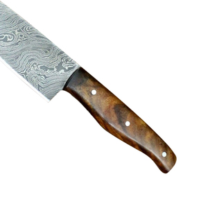 Fabricante de cuchillos de chef de cocina profesional OEM hecho a mano de Pakistán, mango de madera de acero de Damasco de espiga completa, Apto para lavavajillas - Product Image 6