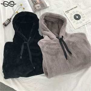 เสื้อสเวตเตอร์ขนแกะแบบผูกเชือกสำหรับผู้ชาย, เสื้อมีฮู้ดลำลองสีพื้นเสื้อโค้ทคุณภาพสูงเสื้อผ้าผู้ชายสไตล์เกาหลีแฟชั่นฤดูหนาว - Product Image 6