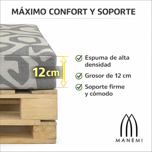 Set di 4 Cuscini Durevoli in Tessuto per Pallet da Esterno 120x80 + 120x50 cm, Spessore 12 cm, con Rivestimento Rimovibile per Divano da Giardino - Product Image 5