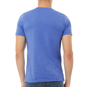 T-shirt en coton 100% bleu uni respirant en gros pour hommes - Product Image 3