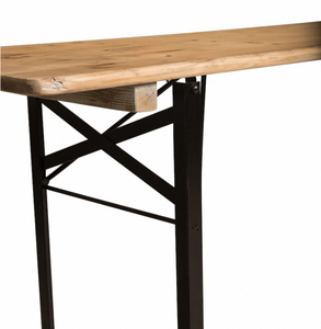 Biergarten Dining <b>Table</b> <b>with</b> Rustic Wooden Top and Black Metal Folding <b>Legs</b> Handcrafted Event <b>Table</b> for Weddings Gatherings - Product Image 3