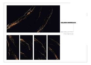 Azulejos de porcelana pulida de alto brillo modernos de 600x1200mm, BORDEAUX DORADO para uso interior para villas, escuelas, pisos, textura sólida - Product Image 2