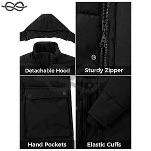 Veste d'hiver chaude pour hommes Manteau bouffant imperméable Parka matelassée coupe-vent avec capuche amovible Isolation thermique pour l'extérieur - Product Image 6