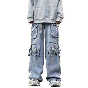 Jean Cargo Homme Respirant, Coupe Droite, Délavé à l'Acide, Style Urbain Tendance, Nouvelle Collection, Taille Moyenne, Coupe Classique - Product Image 5