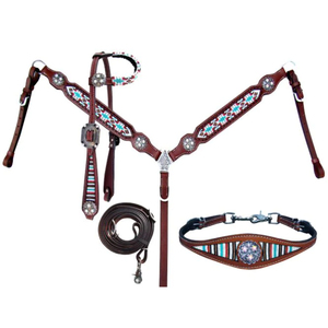 Cuir véritable Style Western Headstall d'équitation Durable et confortable Cheval Halter & Stable Disponible dans le prix - Product Image 1