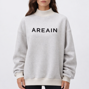 Sudadera de Mujer, Talla Grande, Cuello Alto, Tejida, Suave, Holgada, Manga Larga, Cómoda, Informal, para Invierno, con Lentejuelas y Emblema - Product Image 1