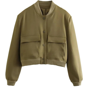 Stylish Women Crop Varsity Jacket Long Sleeve Casual Wear Trending Custom Color and Size Low MOQ Crop Varsity <b>for</b> Women - Product Image 6