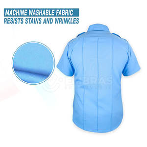 Camisa de vuelo de ajuste informal Cuello plegable Bolsillos dobles en el pecho Costura reforzada 100% Algodón Bolsillos dobles en el pecho reforzados - Product Image 3