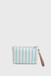 Sac cosmétique en toile rayée avec logo personnalisé, trousse de maquillage, sac de toilette de voyage, fabricant OEM ODM à marque privée - Product Image 4
