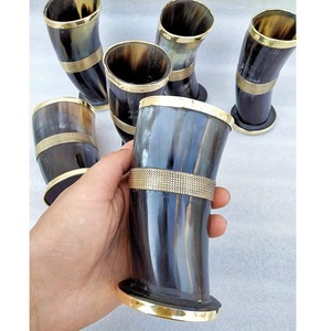 Corne à boire Viking meilleure qualité ensemble de verre fait à la main Animal poli corne de boeuf de buffle artisanat naturel - Product Image 5