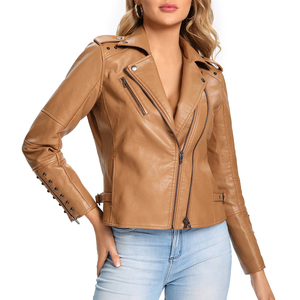 Vestes en cuir véritable pour femmes Automne Streetwear Style Motorbike Outdoor Clothing Chaquetas De Mujer Zipper Vestes pour femmes - Product Image 2