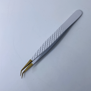 แหนบคีบขนตาแบบตรงและโค้งงอสีขาวและสีทองทำจากสเตนเลสคุณภาพดี - Product Image 4