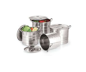 Stainless Steel Stock Pot Set with Lids & Side Handles (Multi-Size Cooking & Vegetable Storage Pots Flat Bottom Dishwasher Safe) - Product Image 3
