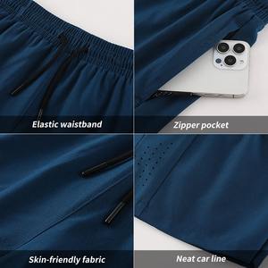 Pantalones cortos deportivos transpirables de poliéster para entrenamiento de malla de secado rápido personalizados al por mayor, pantalones cortos deportivos para correr para hombre, pantalones cortos de gimnasio con bolsillos - Product Image 4