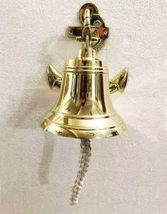 Ancla de latón macizo de 4 ", decoración de pared de barco, decoración náutica para el hogar, la mejor campana colgante, campana de puerta de latón náutico marítimo - Product Image 1