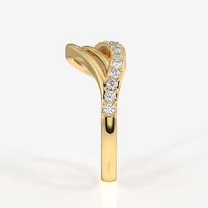 แหวนทองคำ 14k ดีไซน์คลื่นประดับเพชรโมอิสซาไนต์สุดหรู - Product Image 3