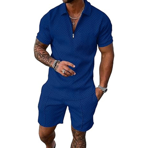 Nouveaux hommes Shorts ensembles à manches courtes T-shirt Shorts été hommes tenue deux pièces Shorts T-shirt rue haute - Product Image 4