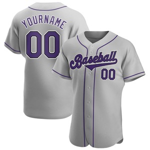 Maillot de baseball personnalisé gris violet-noir authentique - Product Image 1