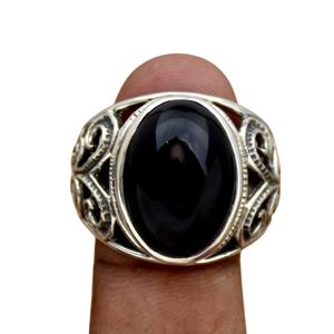 Bague de pierres précieuses faite à la main Bague parfaite en argent sterling 925 naturel Onyx noir Bijoux en argent sterling 925 Bague de timbre Bijoux - Product Image 1