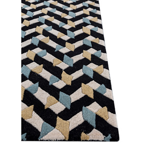 Adrift Hand Tufted Wool <b>Rugs</b> Grey & <b>Black</b> Geometric Pattern for Home-TRA-15159 - Product Image 4
