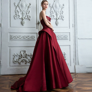 Élégante <span class=keywords><strong>robe</strong></span> de mariée bordeaux à une épaule pour <span class=keywords><strong>femme</strong></span> à la mode grandes tailles pour un usage quotidien - Product Image 5