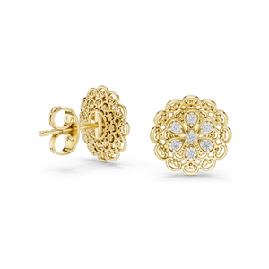 Floral Lab Diamond <b>Stud</b> Earrings 0.126 CT EF VVS-VS Lab-Grown Diamonds 18KT, 14KT, 10KT Gold & 925 <b>Silver</b> Rose, Yellow, - Product Image 5