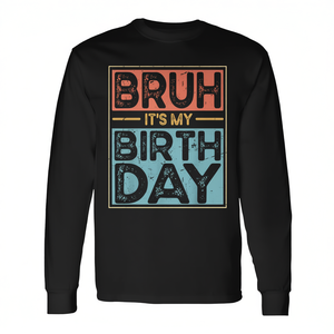 Maglietta a maniche lunghe per festeggiare il compleanno, t-shirt unisex per adulti con scollo rotondo, top grafico festivo per feste - Product Image 2