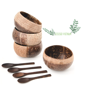 ชามกะลามะพร้าวพร้อมช้อน/กะลามะพร้าวใช้โลโก้ของลูกค้าและสลักโลโก้เลเซอร์ทำโดย Eco2go เวียดนาม - Product Image 2