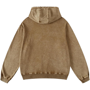 Sudadera con Capucha Color Caqui Lavado al Ácido, Estilo Holgado, Textura Vintage, Felpa Suave, Ropa Urbana, Sudadera de Invierno para Hombre y Mujer - Product Image 2