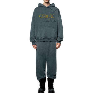 Sudadera con capucha con logo personalizado stone wash 100% algodón en blanco de talla grande Sudadera con capucha más gruesa de rizo francés de gran tamaño con lavado ácido - Product Image 6