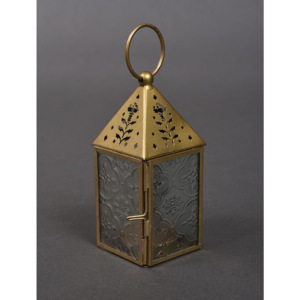 Moroccan Gold Mini <b>Lantern</b> with Designer Iron Top and <b>Glass</b> Pillar Holder Handmade Hanging Home Hotel & Restaurant Decoration - Product Image 6