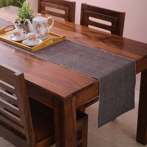 Chemin de Table à manger en poly coton de Style européen moderne marron avec technique tissée RIB pour mariage et fête à la maison - Product Image 1