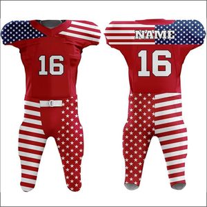 Uniforme de football américain patriotique unisexe pour adultes, 100% polyester, antibactérien, séchage rapide, respirant, grande taille, numérique - Product Image 2