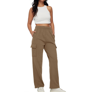Nurak 2026 High Quality Women's Casual Slim Fit <b>Fleece</b> Flare <b>Pants</b> Loose Fit with Wide Leg Pocket Fashionable Canvas Design - Product Image 4