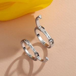 Jeulia Custom Engraved Couple Rings Set-Classic Eternal Unity <b>Locket</b> for Anniversary - Product Image 6