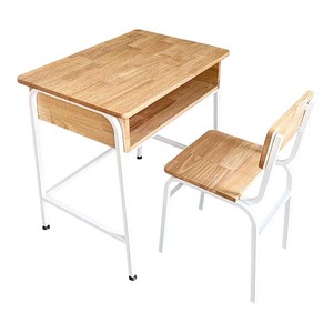 Conjunto de Escritorio y Silla Escolar de Diseño Moderno BGHS002 con Patas de Hierro Ajustables y Estructura de Madera de Caucho para Uso en el Aula - Product Image 1