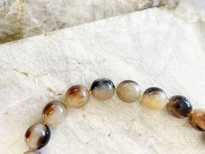 Hand-crafted 20mm Beaded <b>Necklace</b> Buffalo Horn <b>Interlocking</b> Ring Clasp Nautical Style Animal Natural Crafts Christmas New Year - Product Image 3