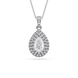 Colgante de Doble Halo con Diamante Corte Pera de 0.50 Ct, Diamante Cultivado en Laboratorio en Platino, para Bodas, Compromisos y Fiestas - Product Image 2