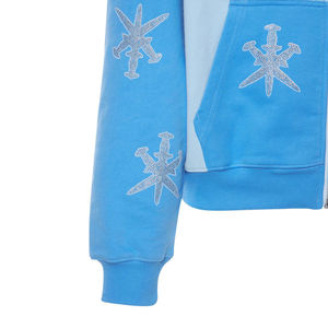 Sudadera con capucha de diamantes de imitación para hombre con logotipo personalizado de calidad superior, último diseño, Color sólido, nuevo estilo, cremallera, Sudadera con capucha de diamantes de imitación para hombre - Product Image 3