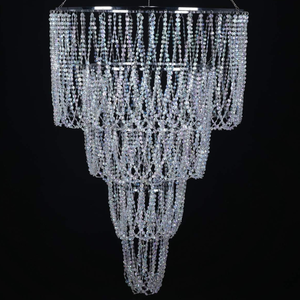 Grand lustre de mariage à 4 niveaux, lustre en faux cristal irisé et perlé, 24 "de large 3 pieds de long, excellente idée pour mariage - Product Image 1