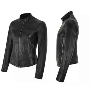 Chaqueta de Cuero Genuino para Hombre, Estilo Liso, Invierno, Alta Calidad, Moda, Color Negro, Abrigada, OEM - Product Image 4