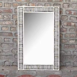 Top Bone Inlay Patrón moderno Marco de espejo Hueso Baño Pared Hogar Decorativo por Crescent Crafts - Product Image 1